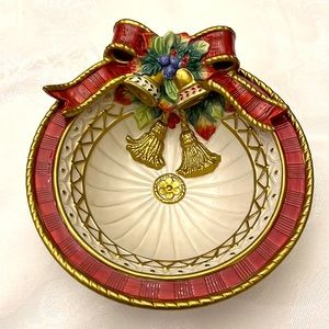 Vintage Fitz and Floyd Christmas Deer Canapé Bowl